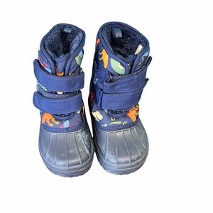 Place Navy Dinosaur Print Snow Kids Boots Size 7C